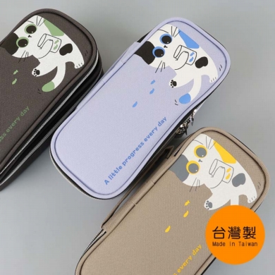 📔質感文具｜雙層上翻筆袋-甜貓